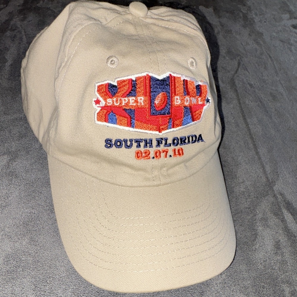 Vintage Super Bowl 44 XLIV Cap Nissin South Florida 2010 NFL Beige Hat